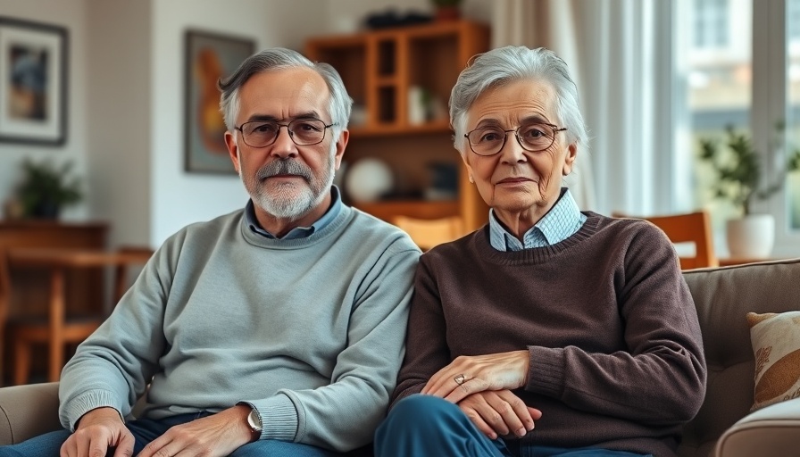 Middle-aged couple indoors discussing Heizkosten Bredstedt.
