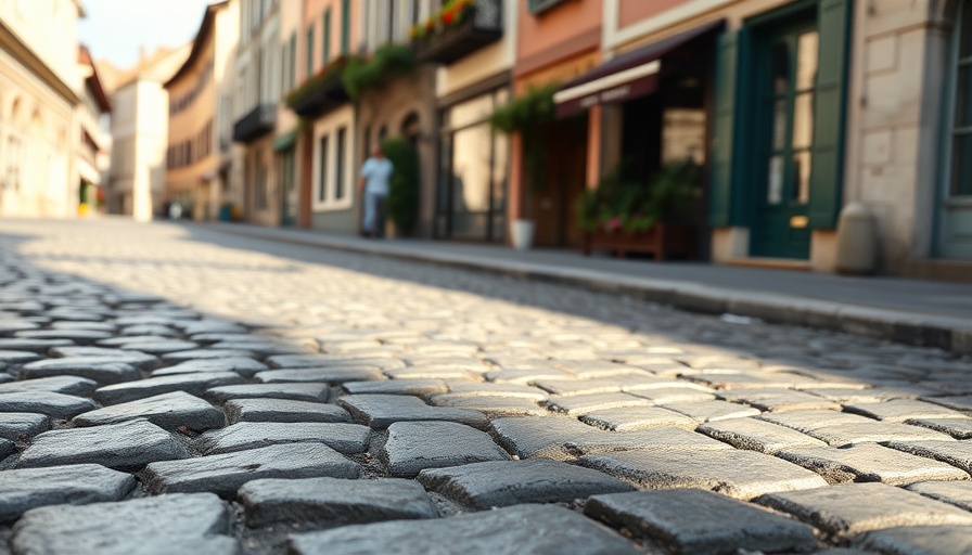 Uneven cobblestone street in Bad Oldesloe reflects political debate.