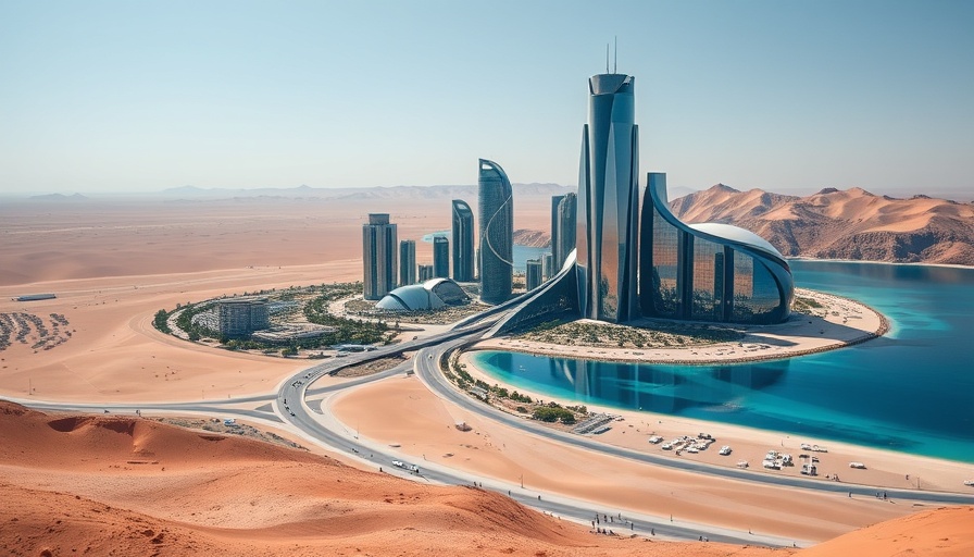 Machbarkeit von „The Line“: Futuristic mirrored structure in desert landscape