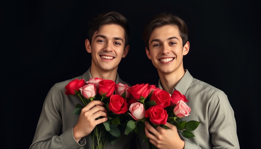 Two men holding roses for Die Bachelors 2025 promo.