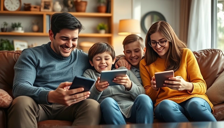 Family enjoying devices; concept relates to eSIM-Datenpaket-Trick.