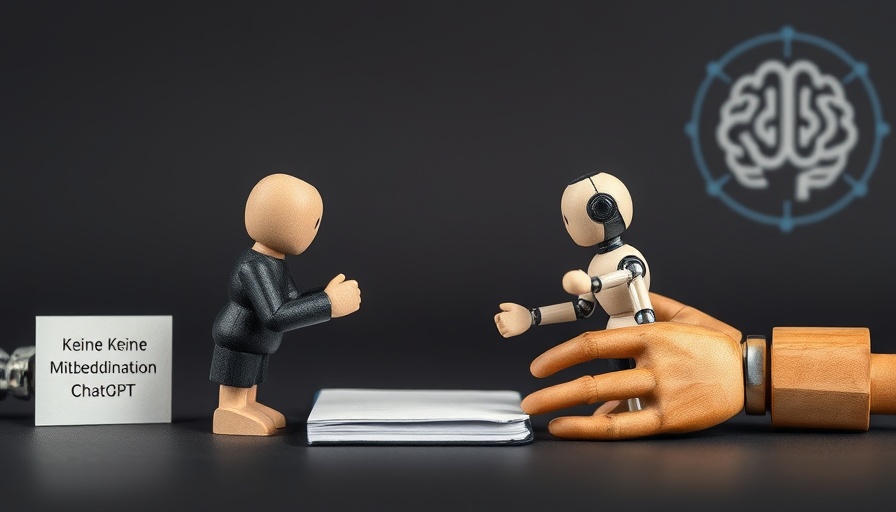 Betriebsrat figurines with AI icon and notebook on Mitbestimmungsrecht.
