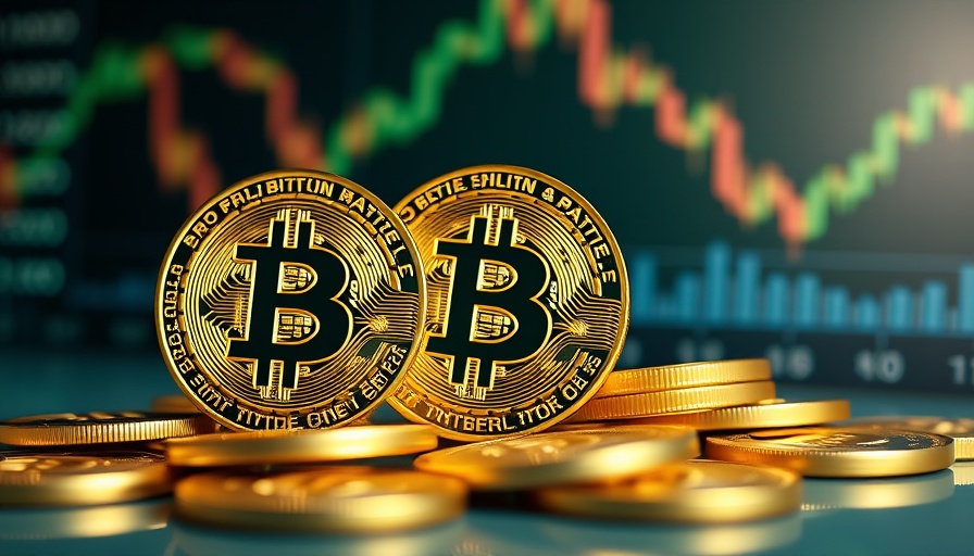 Bitcoin coins representing growth on a financial chart background, Krypto-Wal Bitcoin Gewinn.
