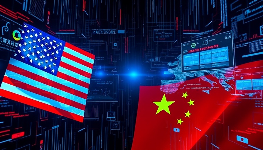 Cyber warfare concept between USA and China, illustrating military hacking.