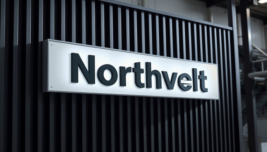 Northvolt sign on slatted wall at Batteriefabrik Heide Northvolt Lyten.