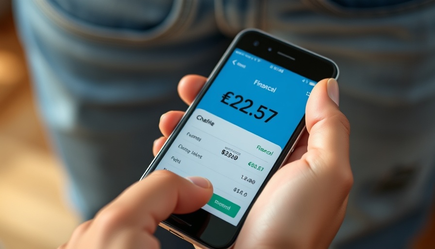 Hand holding smartphone with financial app displaying €22.57.