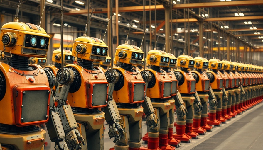 Vintage-style robots symbolize Allgemeine Künstliche Intelligenz in an industrial setting.