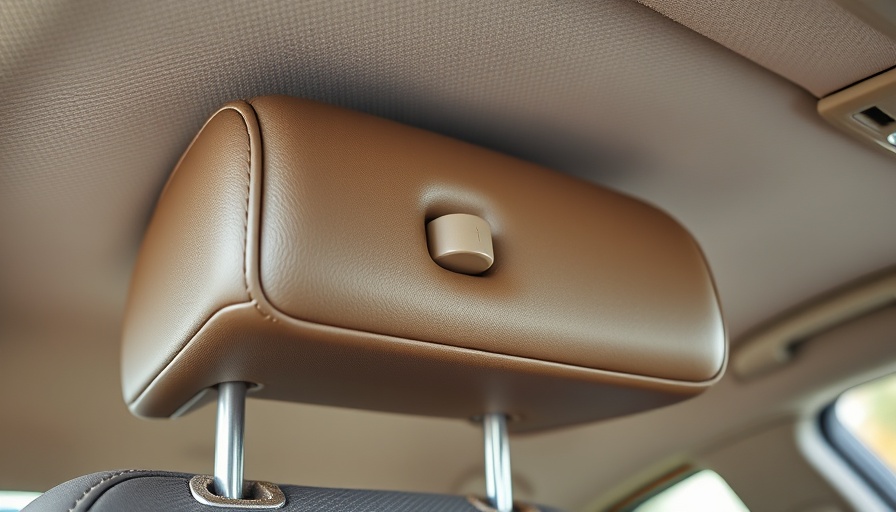 Practical car headrest feature with hook, detail view.