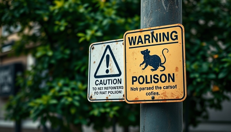 Warning signs about rat poison on a pole in Kiel Gaarden