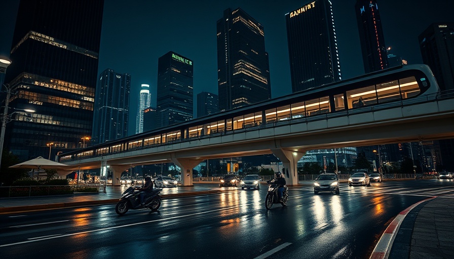 ÖPNV Deutschland Unzuverlässigkeit: nighttime city street with elevated station.