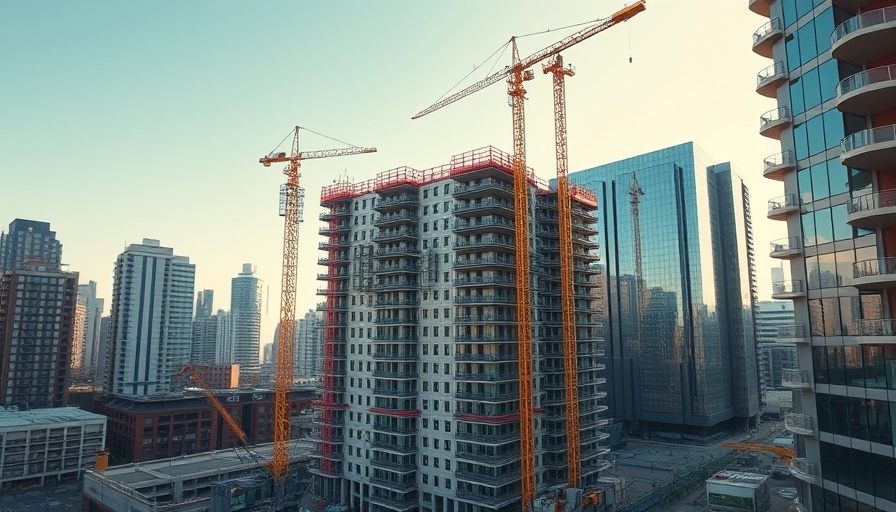 Construction site for neue Wohnungen Wedel with crane and buildings.