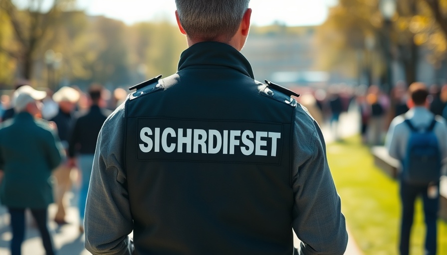 Sicherheitsdienst personnel at event in park near Rathaus Bad Segeberg.
