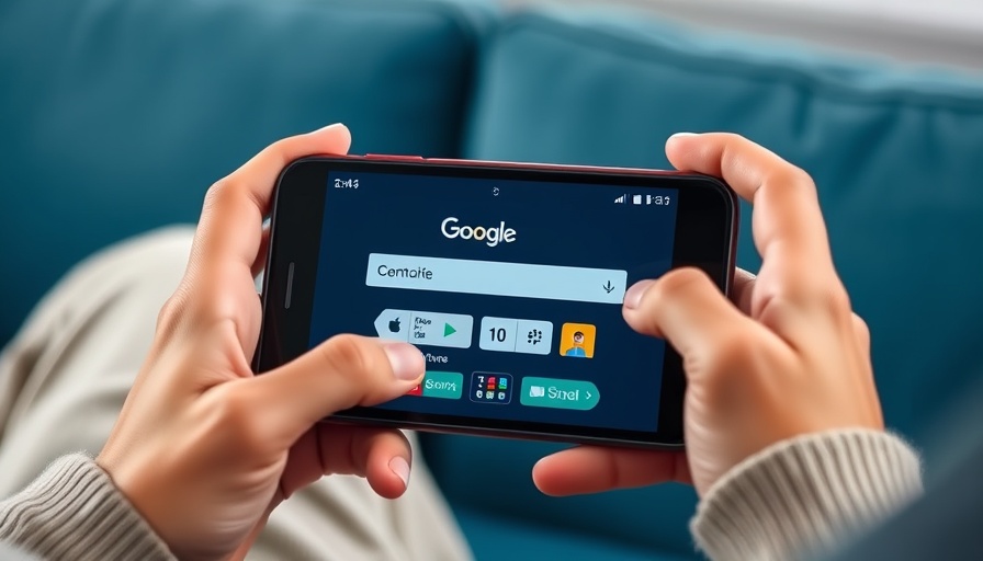 Person using Google search on smartphone in a cozy setting.
