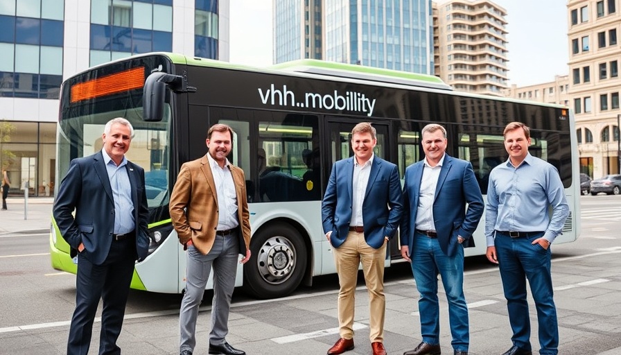 E-Busse Stormarn group photo in urban environment with electric bus.