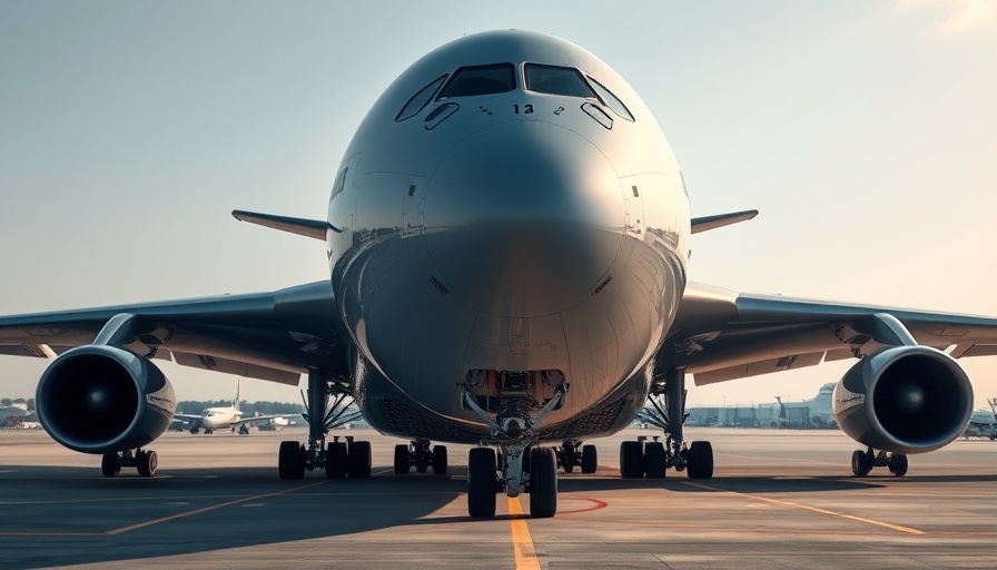 Massive cargo airplane on tarmac at Bremen airport, clear sky