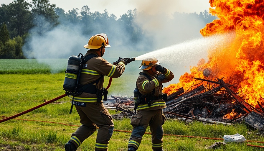 Firefighters extinguish blaze on a field; Müllsünder zündet Abfall auf Feld Bargteheide.