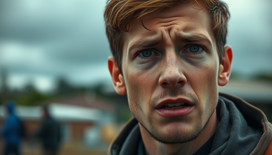 Stressfaktor Wetter in der Landwirtschaft, concerned young man outdoors.
