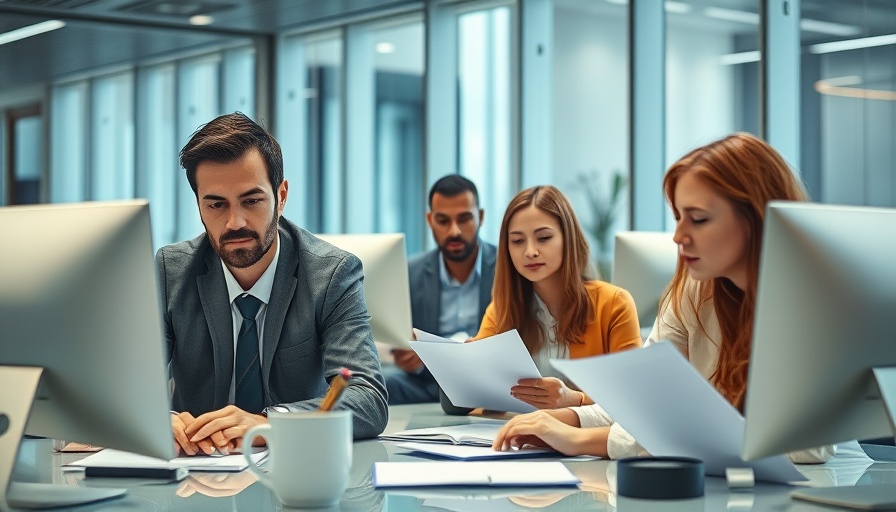 Modern office with professionals working on data protection compliance.