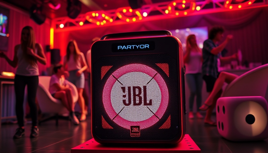 Vibrant JBL PartyBox 720 speaker glowing in party scene