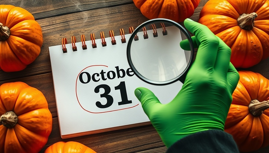 Halloween 2025 Familie: Calendar with October 31 circled, pumpkins.