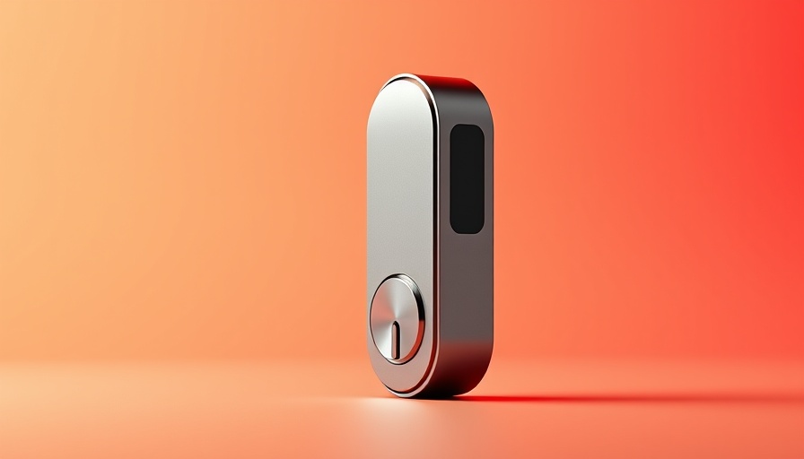 Modern cylindrical smart lock against colorful backdrop.