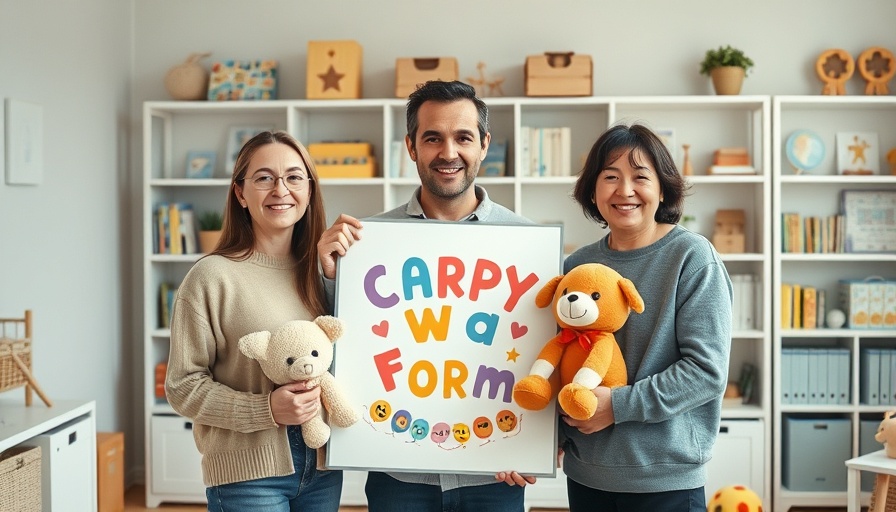 Playful scene with adults holding toys in a hospiz playroom.