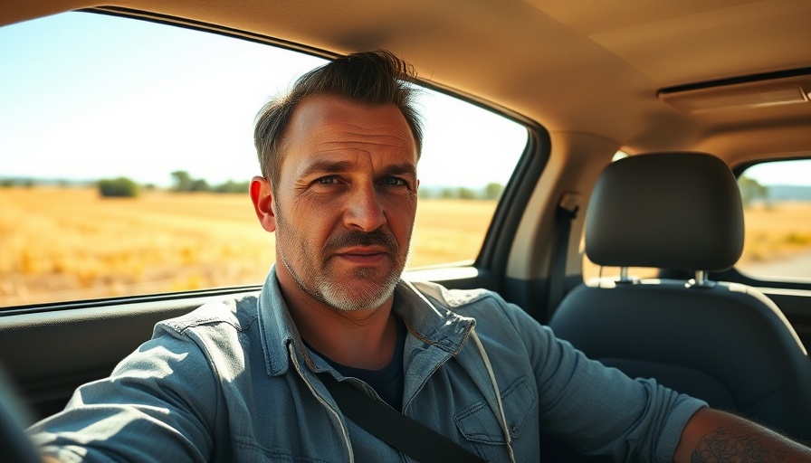 Man in vehicle discussing Weizenernte Stormarn in sunny rural setting.