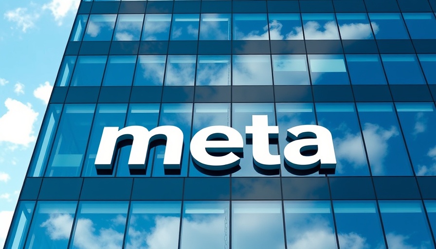 Meta logo on modern building reflecting sky; relates to Meta 50.000 Dollar Strafe.
