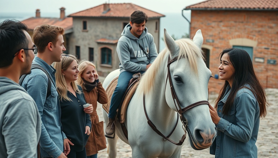 Norddeutschen Roadtrip group interacts with rider on horse on Rügen Island.