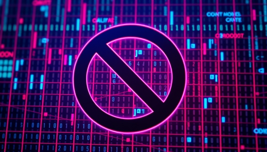 Abstract data privacy prohibition symbol on digital grid