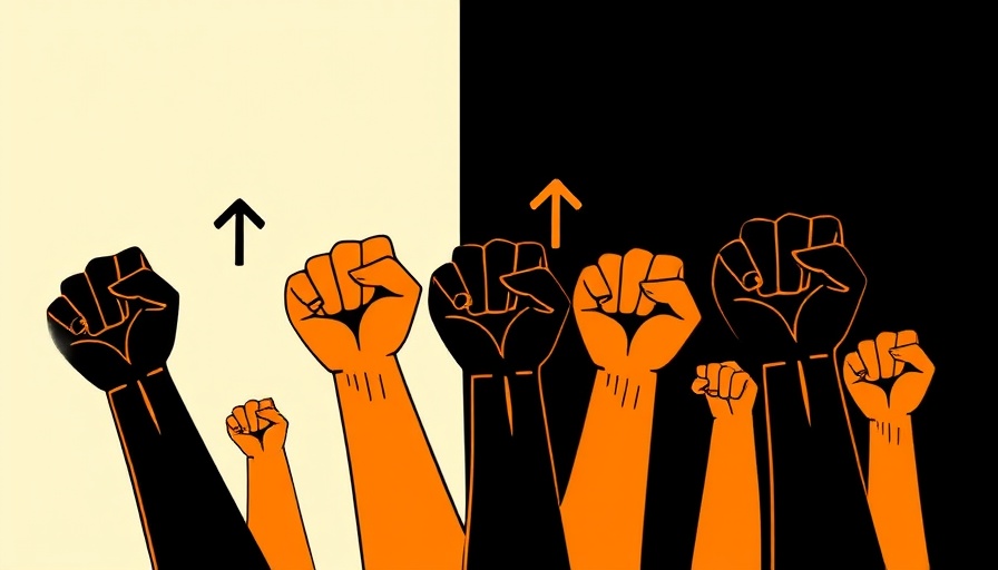 Illustration of fists symbolizing data workers' protest.