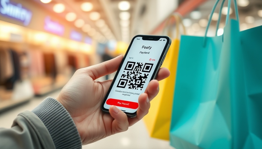 Shopping with QR code payment via smartphone.