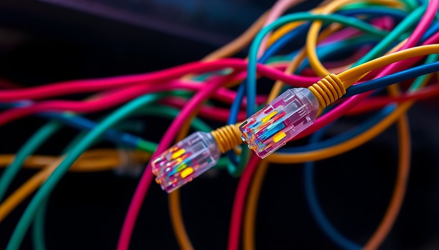 Colorful Ethernet cables representing digital connectivity in dark setting.