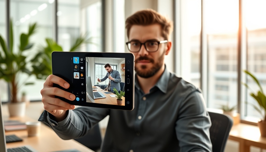 Man using Samsung Galaxy Tab S11 Ultra in modern office environment.