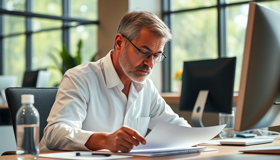 Paul Holtkamp Richter Lübeck working at his office desk.