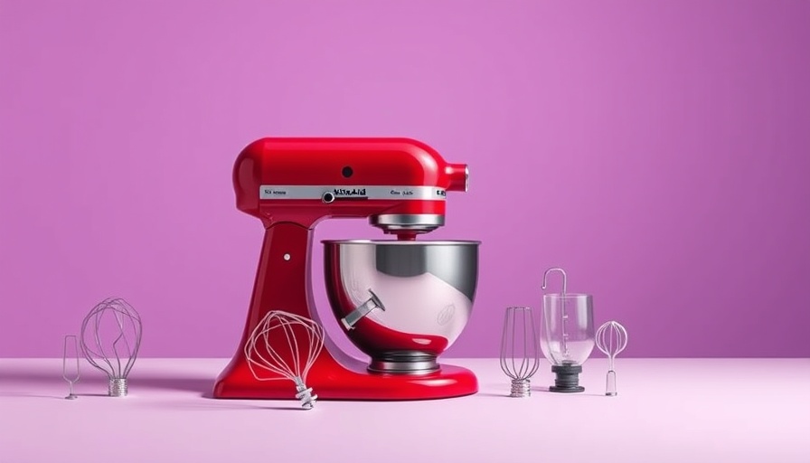Günstige KitchenAid Artisan 5KSM185PS mixer with attachments on purple background.