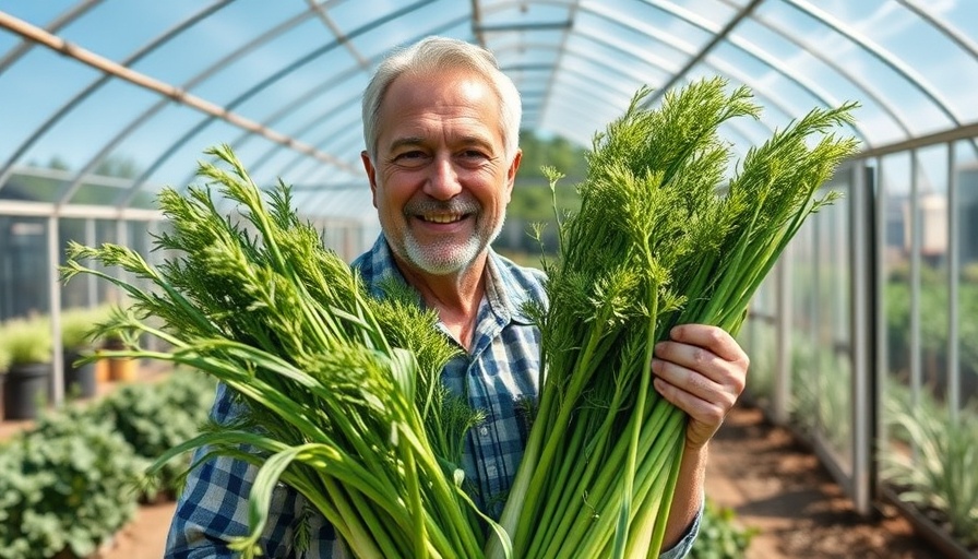 Fenchel einfrieren: man harvesting fennel in greenhouse.
