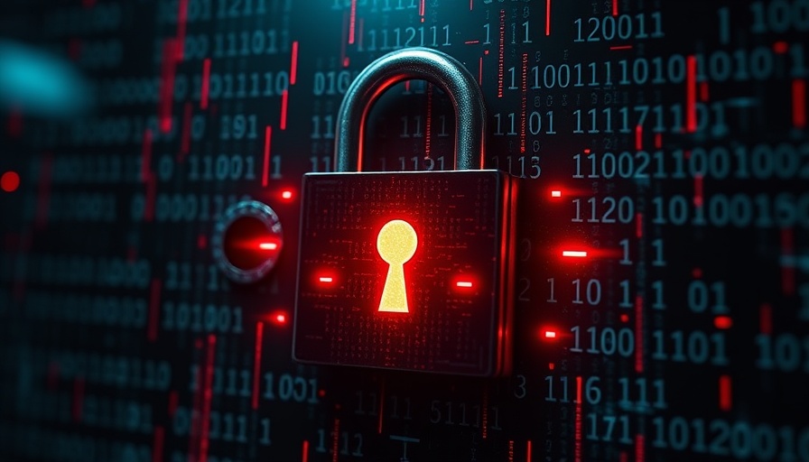 Digital concept of Lockbit 5.0 Ransomware with lock symbol and binary code.