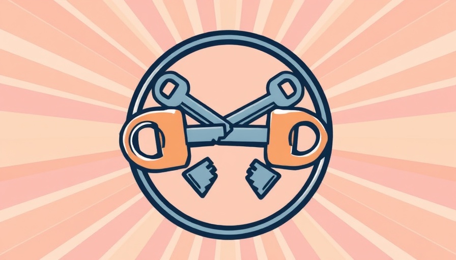 Stylized encryption keys symbol over pastel background.