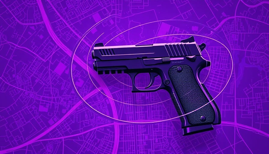 Gunshot detection illustration with map and sound waves.
