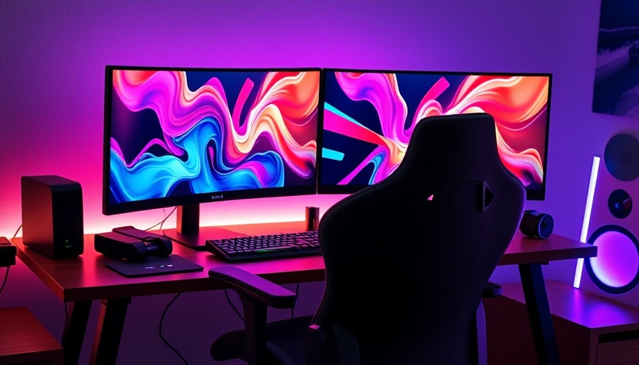 Modern gaming setup with dual curved monitors and neon lighting, Beste Gaming-Monitore 2025.