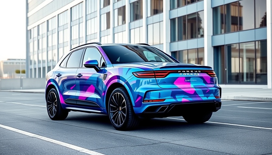 Vibrant Porsche Cayenne Electric parked on modern pavement.