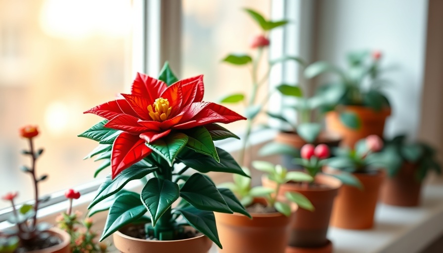 Charming LEGO Weihnachtssets 2025 poinsettia on windowsill, vibrant plants.