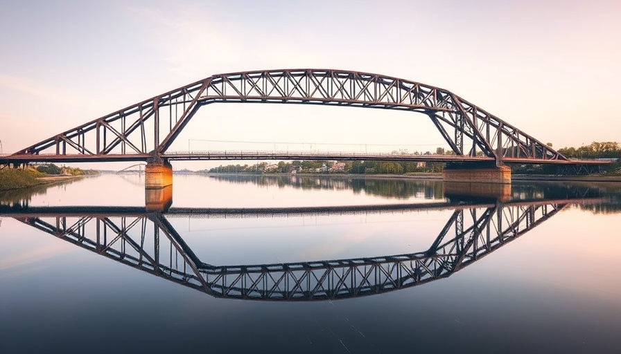 Neue Elbquerung in Lauenburg bridge with sky reflection.