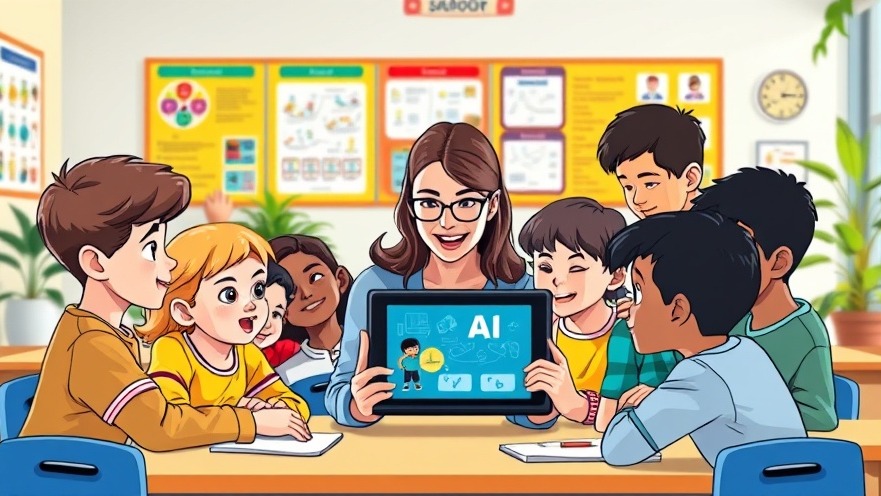 Vibrant classroom showcasing Lernen mit Künstliche Intelligenz and digital tools.