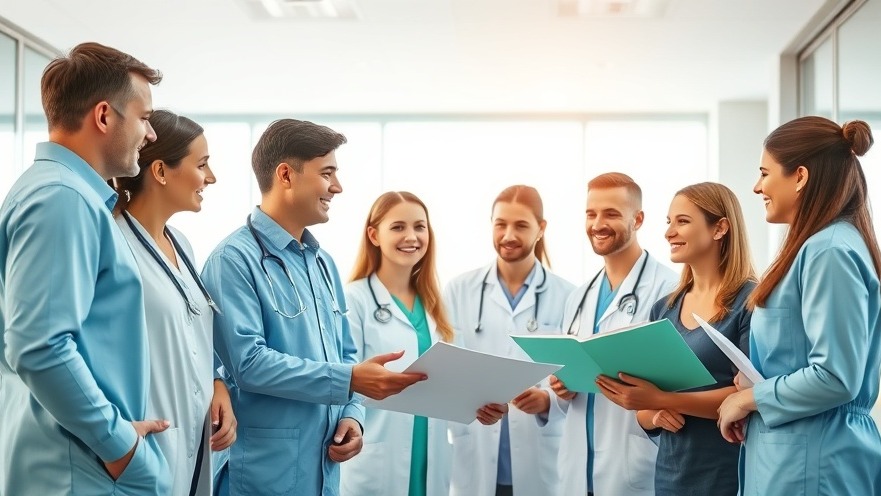 Diverse healthcare professionals collaborate in a modern hospital for medizinische Versorgung Geesthacht.