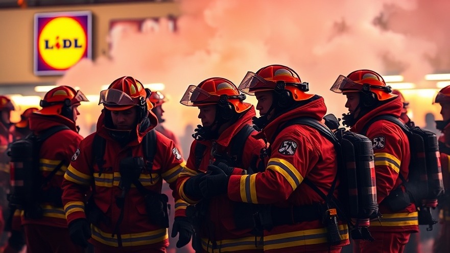Firefighters in action at Lidl store, responding to emergency in Glinde.
