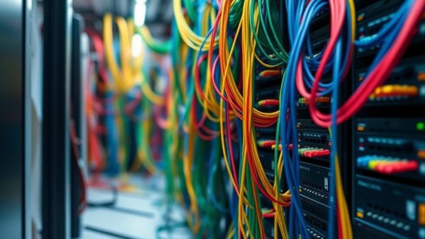 Structured cabling in server room, improve network performance, vibrant cables