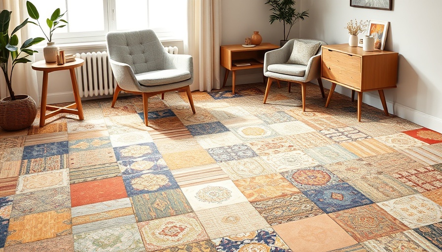 Colorful carpet tiles in a cozy living room for budget-friendly flooring upgrades.