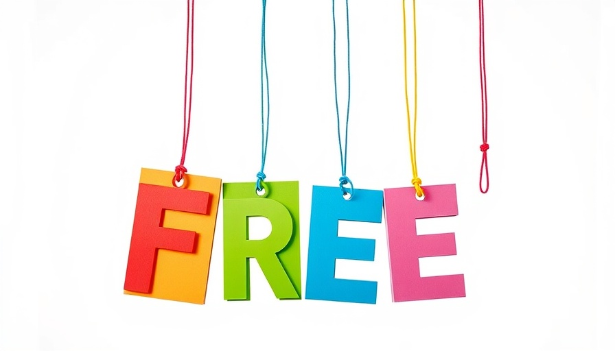Colorful tags promoting Free Logo Library FLPMarkable